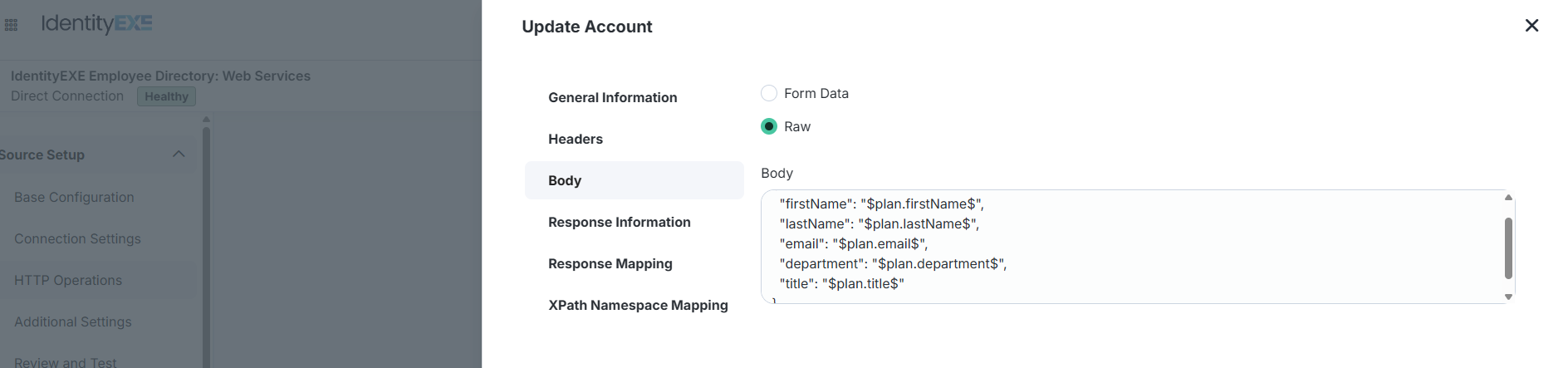 Update Account Operation Raw Body